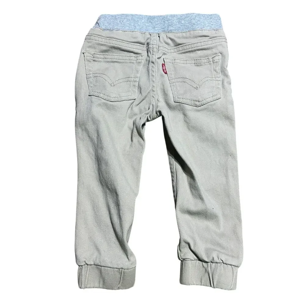 Levis Baby Boys Brushed twill jogger pants khaki color rib knit waistband 18 m